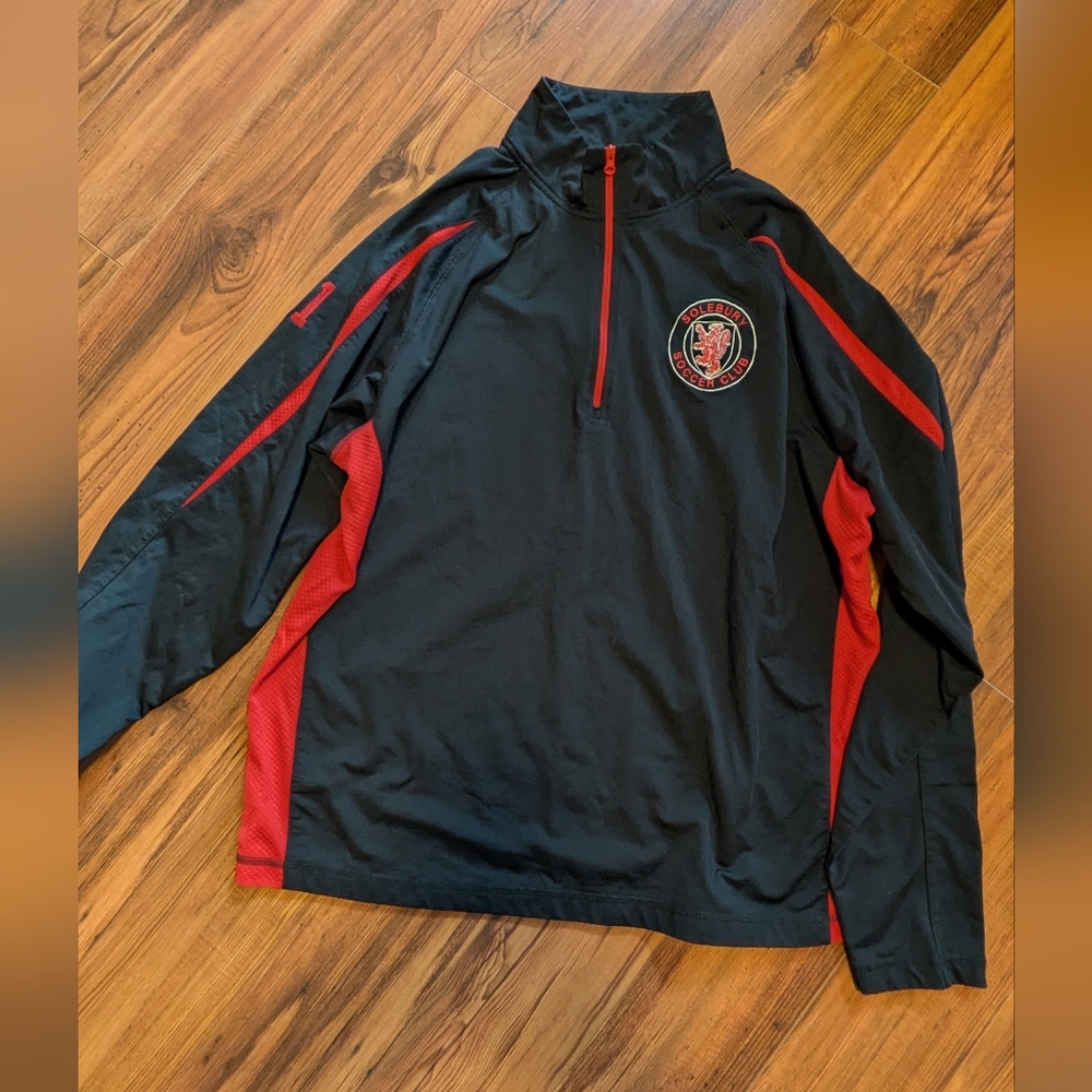 Sport-Tek Black and Red Quarter-Zip Jacket